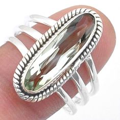 4.82cts faceted natural green amethyst 925 sterling silver ring size 9 u60932