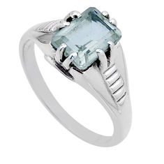 2.15cts faceted natural green amethyst octagan 925 silver ring size 7 n54922