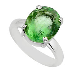 4.99cts faceted natural green apatite (madagascar) 925 silver ring size 7 y78029