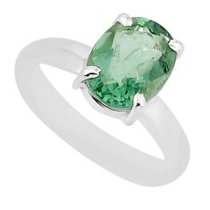 4.07cts faceted natural green apatite (madagascar) silver ring size 8.5 y46693