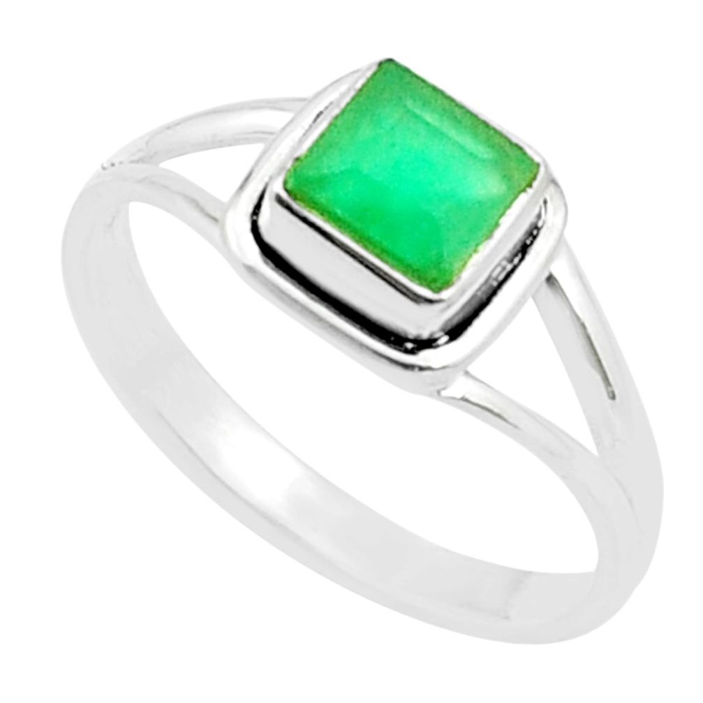 1.41cts faceted natural green chalcedony 925 sterling silver ring size 10 u38288
