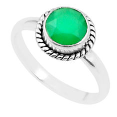 3.18cts faceted natural green chalcedony 925 sterling silver ring size 10 u38312