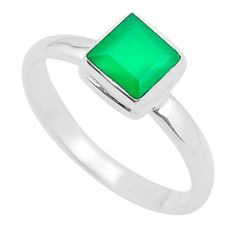 1.21cts faceted natural green chalcedony 925 sterling silver ring size 6 u38331
