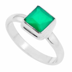 1.21cts faceted natural green chalcedony 925 sterling silver ring size 6 u38349