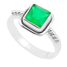 1.23cts faceted natural green chalcedony 925 sterling silver ring size 7 u38313
