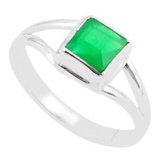 1.23cts faceted natural green chalcedony 925 sterling silver ring size 7 u38338
