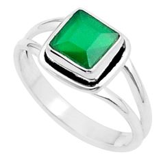 1.21cts faceted natural green chalcedony 925 sterling silver ring size 7 u38361