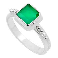 1.21cts faceted natural green chalcedony 925 sterling silver ring size 7 u38511