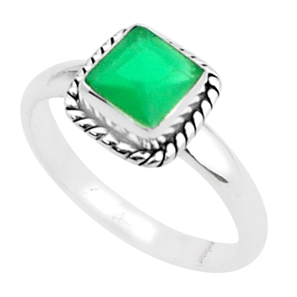 1.24cts faceted natural green chalcedony 925 sterling silver ring size 8 u38300