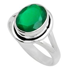 4.01cts faceted natural green chalcedony 925 sterling silver ring size 8 y13722