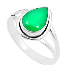 2.50cts faceted natural green chalcedony 925 sterling silver ring size 9 u38324