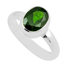 3.22cts faceted natural green chrome diopside oval 925 silver ring size 8 y85622