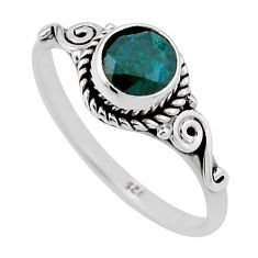 1.12cts faceted natural green emerald 925 sterling silver ring size 7.5 n47212