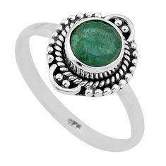 1.03cts faceted natural green emerald 925 sterling silver ring size 6 n47188