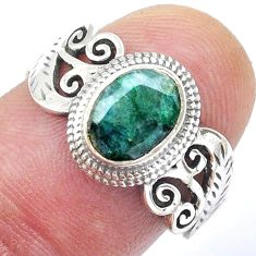 2.02cts faceted natural green emerald 925 sterling silver ring size 7 u56359