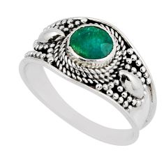1.04cts faceted natural green emerald 925 sterling silver ring size 7 y46427