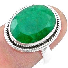 9.97cts faceted natural green emerald 925 sterling silver ring size 8 u34957