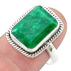 6.82cts faceted natural green emerald 925 sterling silver ring size 9 u34914