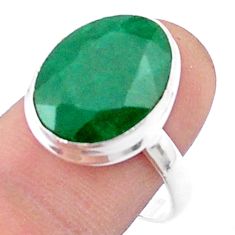 9.67cts faceted natural green emerald 925 sterling silver ring size 9 u34921