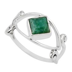 2.28cts faceted natural green emerald 925 sterling silver ring size 9 y46032