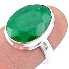 10.73cts faceted natural green emerald 925 sterling silver ring size 7.5 u34927