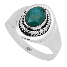 2.13cts faceted natural green emerald oval sterling silver ring size 8 n40209