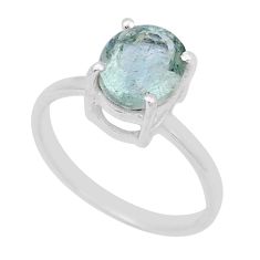 2.61cts faceted natural green feldspar (prasiolite) 925 silver ring size 6 y1550