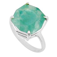 5.22cts faceted natural green gem silica 925 sterling silver ring size 5 y25801