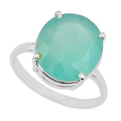 6.52cts faceted natural green gem silica oval 925 silver ring size 6.5 y25816