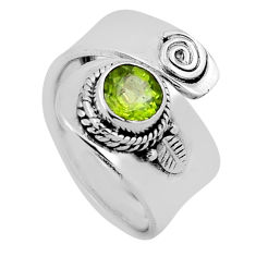 1.02cts faceted natural green peridot 925 silver adjustable ring size 6.5 n37091