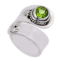 1.02cts faceted natural green peridot 925 silver adjustable ring size 5 n37112