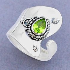 1.41cts faceted natural green peridot 925 silver adjustable ring size 6 y15991
