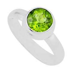 2.56cts faceted natural green peridot 925 sterling silver ring size 6.5 n35249