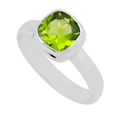 2.29cts faceted natural green peridot 925 sterling silver ring size 6.5 n39212