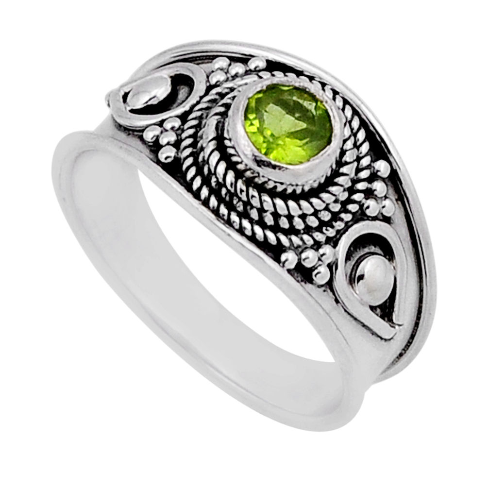 0.80cts faceted natural green peridot 925 sterling silver ring size 6.5 n43228