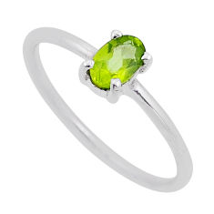 1.25cts faceted natural green peridot 925 sterling silver ring size 7.5 n50041