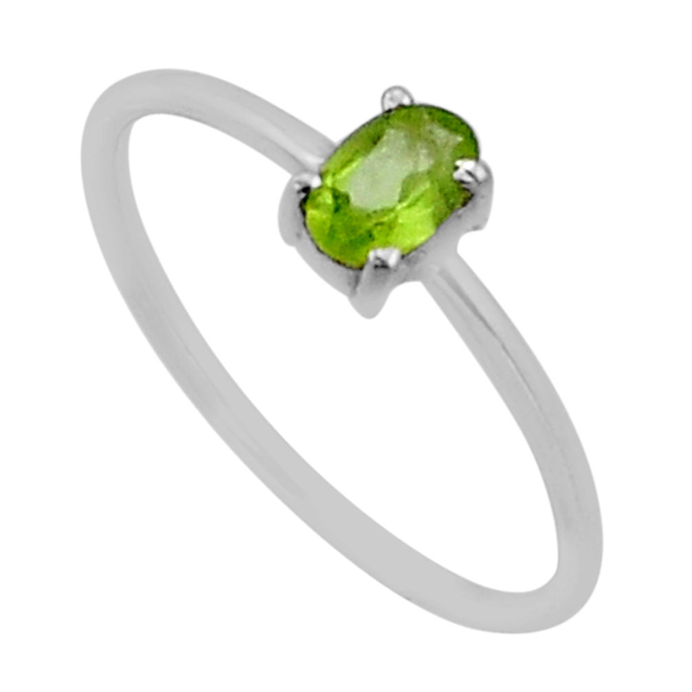 1.11cts faceted natural green peridot 925 sterling silver ring size 8.5 n53101