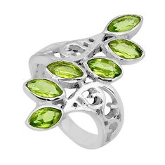 4.57cts faceted natural green peridot 925 sterling silver ring size 6 y82596