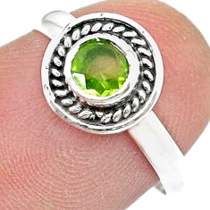 0.81cts faceted natural green peridot 925 sterling silver ring size 7 u51568