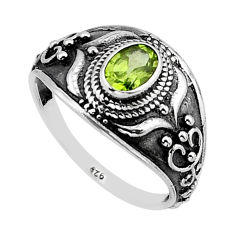 0.98cts faceted natural green peridot 925 sterling silver ring size 7 y63715