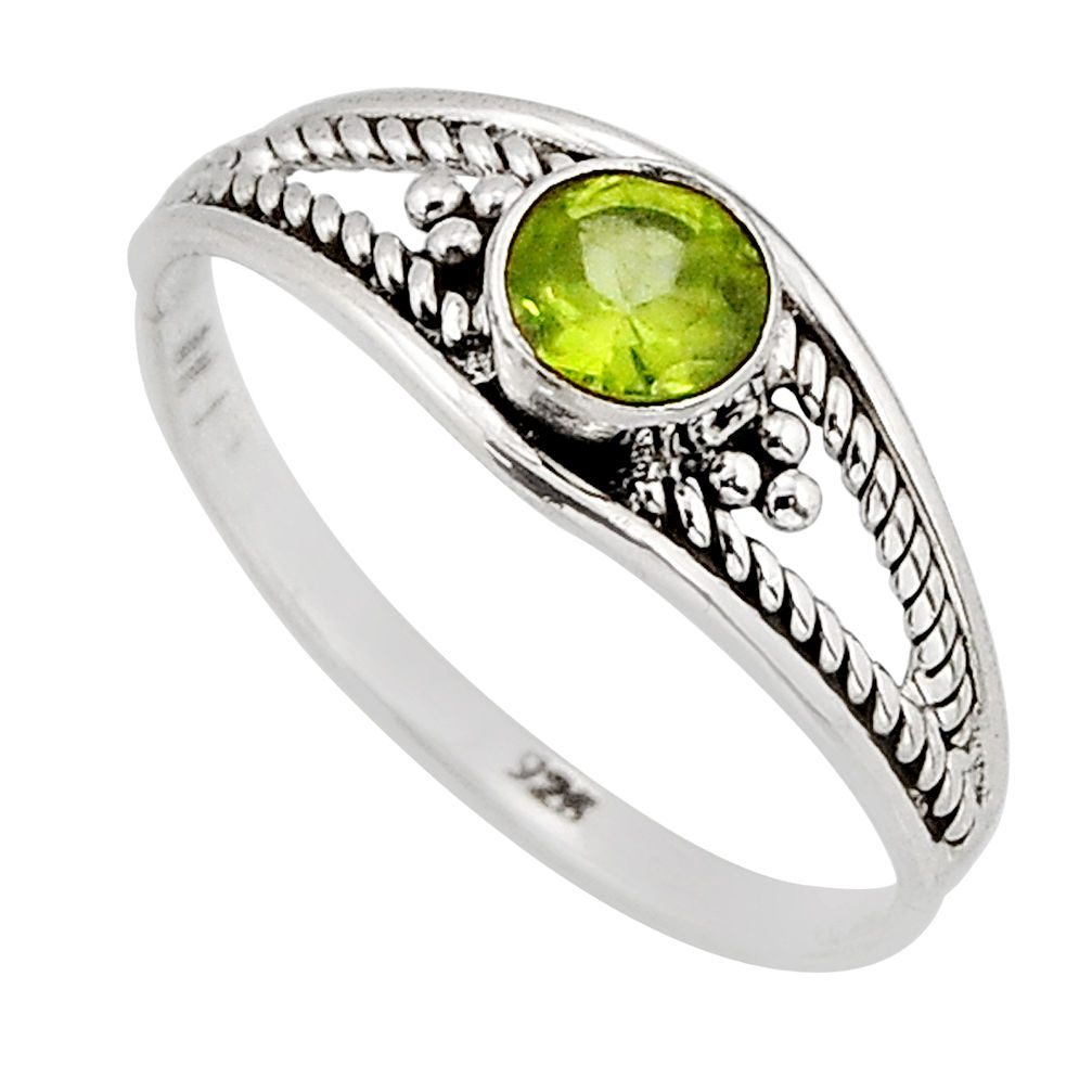 0.81cts faceted natural green peridot 925 sterling silver ring size 8 y76111