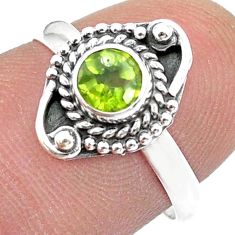 0.91cts faceted natural green peridot 925 sterling silver ring size 7.5 u51579