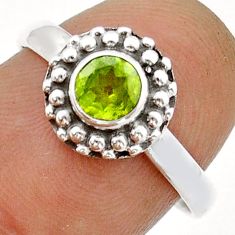 0.85cts faceted natural green peridot 925 sterling silver ring size 7.5 u90919