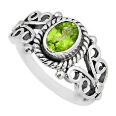 1.37cts faceted natural green peridot 925 sterling silver ring size 7.5 y36093