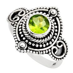 1.02cts faceted natural green peridot 925 sterling silver ring size 6.5 y46891