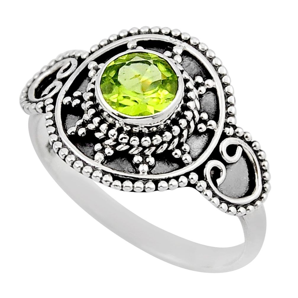 1.15cts faceted natural green peridot 925 sterling silver ring size 8.5 y46939