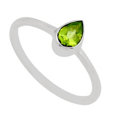 1.12cts faceted natural green peridot 925 sterling silver ring size 6.5 y94391
