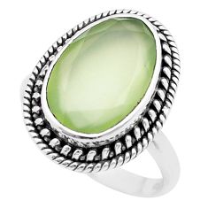 7.27cts faceted natural green prehnite 925 sterling silver ring size 8.5 u46147