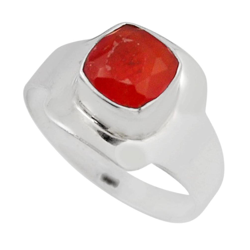 2.42cts faceted natural honey onyx 925 sterling silver ring size 7.5 y46995
