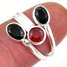 3.65cts faceted natural honey onyx onyx silver adjustable ring size 6.5 y39713
